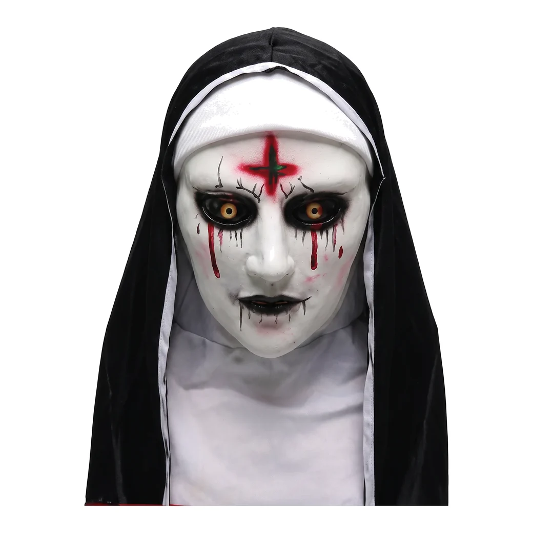 Máscara de látex de monja cruz