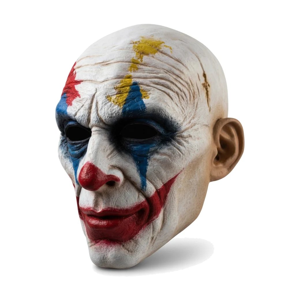 Máscara de látex de payaso arrugado