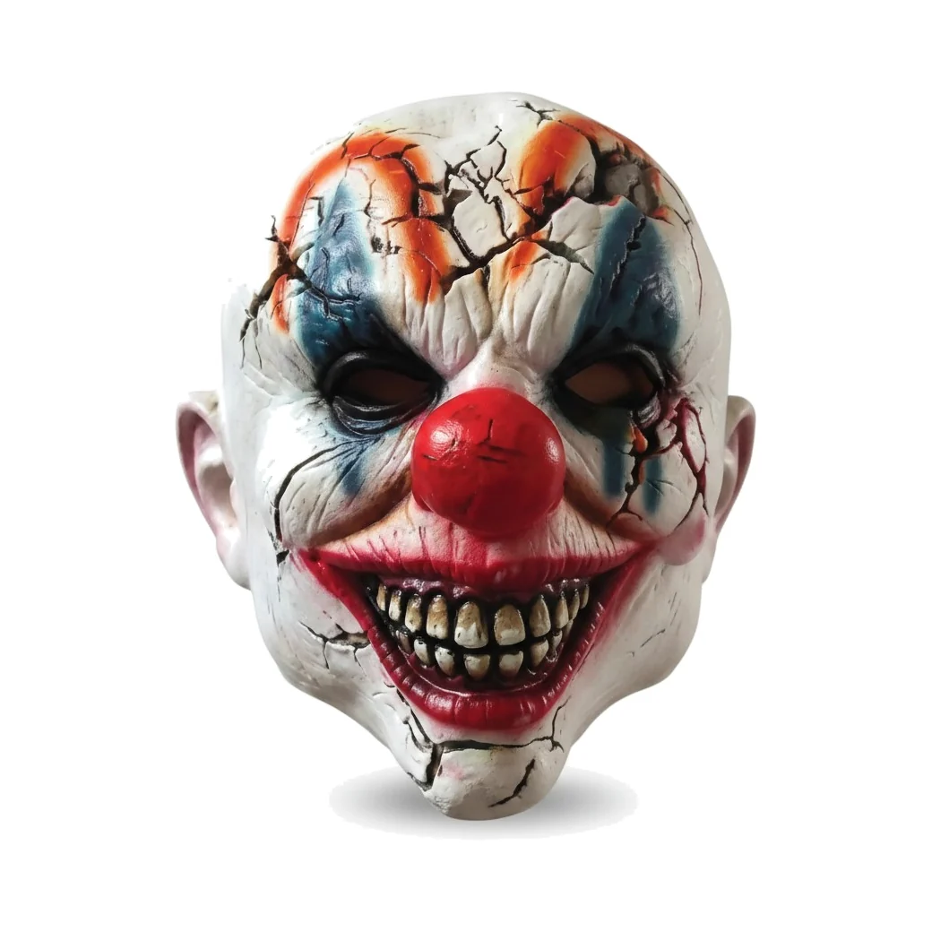 Máscara de látex de payaso con grietas